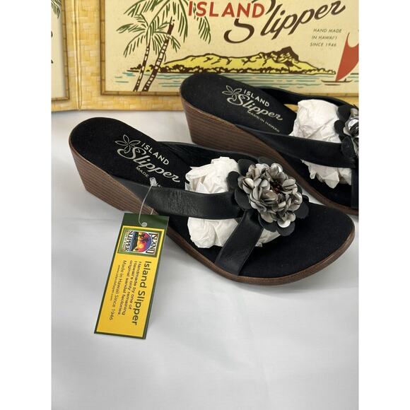 Island Slipper Womens Flower Style Sandals Size 5 Made in Hawaii Brand New W/Box - Picture 2 of 16